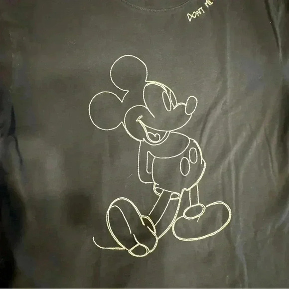 Mango Mickey Mouse Embroidered Tee Shirt Womens Size XS Black Short Sleeve - Picture 7 of 13